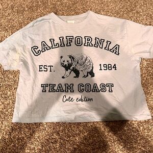Zara White Collegiate Bear Graphic Tee